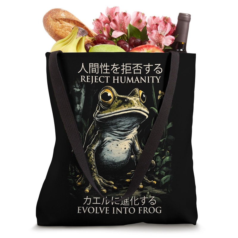 Reject Humanity Evolve into Frog Funny Sarcastic Tote Bag