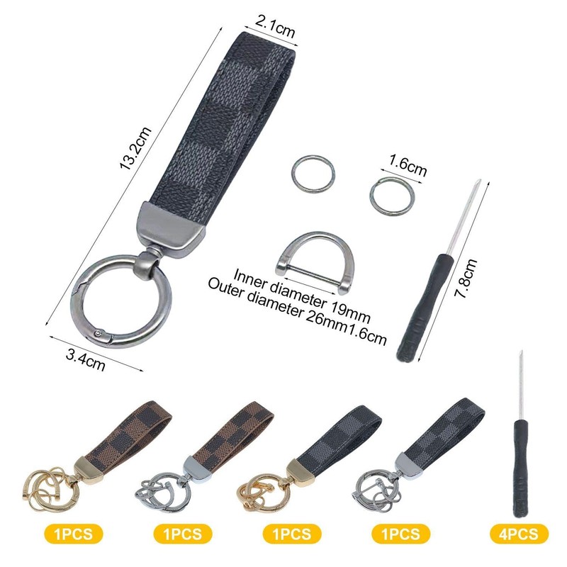 4Pcs Car Keychains, 4Pcs Small Screwdrivers, Leather Keychains, Universal Keychains,