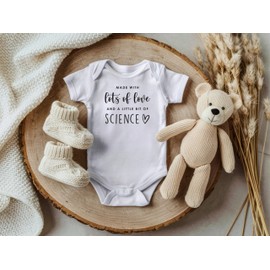 New Baby Reveal - IVF Pregnancy Announcement Infant Bodysuit - Surprise For Friends and Family - Made With Lots of Love and a Little Bit of Science (White)