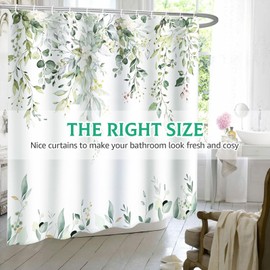 Eucalyptus Shower Curtain Machine Washable Quick Dry Bathing Curtain with Hanging Rings Waterproof Bathroom Curtain with Metal Grommet for Home Bathroom (Green)