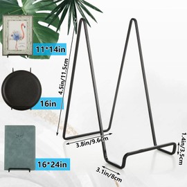 MEIDIV 6 pack Plate Stand 8 inch, Plate Stands for Display Large, Plate Holder Easel Display Stand, Book Stands for Display, Metal Photo Stand Tabletop Picture Stand, Black Iron Easel Stands
