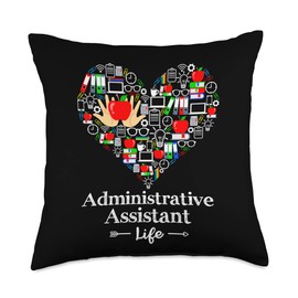Administrative Assistant Life By May Administrative Assistant Life Heart Funny School Teacher Throw Pillow, 18x18, Multicolor