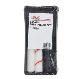 ProDec PRRT035 Contractor Mini Roller Frame and Tray Set of 4 for Emulsion, Gloss and Satin Paints