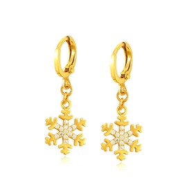 ZOCOYUU 24k Gold Christmas Earrings for Women Girls Teen Xmas Dangle Earrrings,Bow Christmas Tree Star Snowflake Christmas Earrings Christmas Jewelry Mother's Day for Gift (Snowflake)