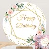Arrebolart Gold Happy Birthday Round Backdrop Cover 6.5ft Pink Floral