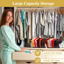 Miracsnail Hat Organizer for Baseball Caps Hat Rack Hat Storage Holder for 20 Baseball Caps, Tabletop Hat Rack Stand Display for Desk Closet Shelf Dresser 2 Pack