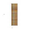Homeroots 8' Runner Orange Plaid Washable Non Skid Indoor Outdoor