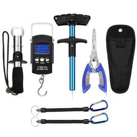 Proxima Direct Fishing Tool Kit Include 1 Piece Handheld Digital Fish Scale 1 Piece Fish Hook Remover Tool 1 Piece Fish Lip Gripper 1 Piece Fish Plier with Sheath and 2 Pieces Fishing Tool Lanyards
