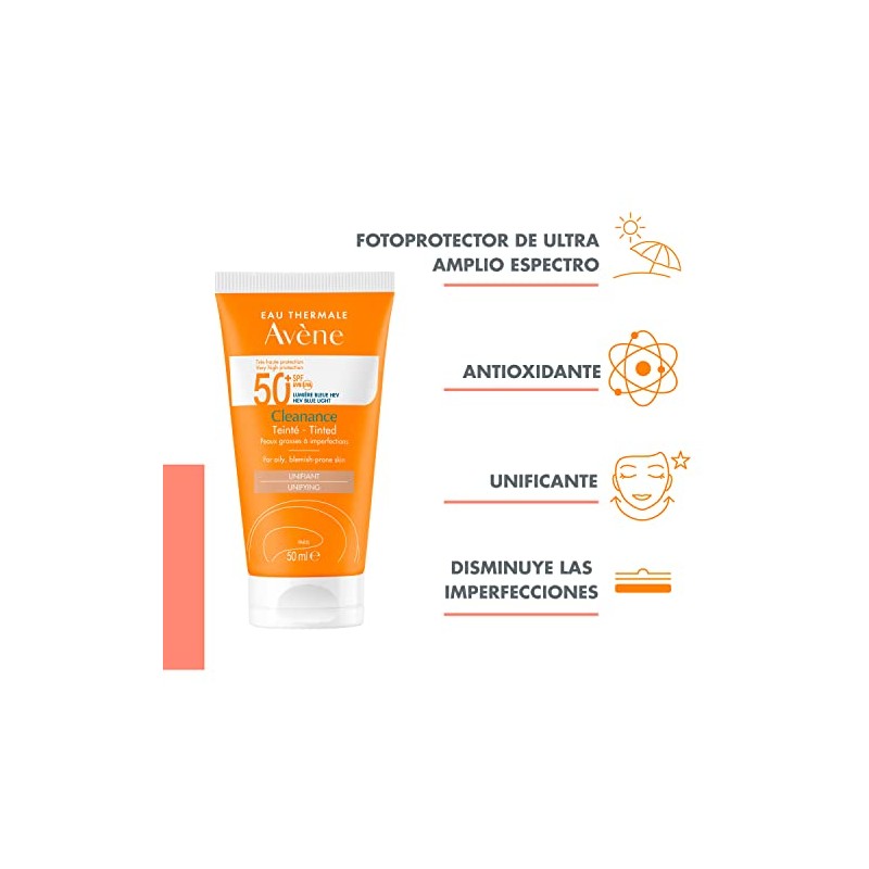 Avene Cleanance, Protector Solar FPS 50 con Color, 50ml
