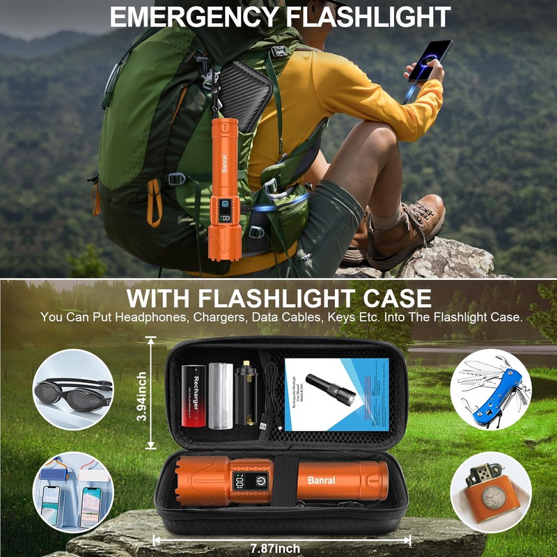 Rechargeable Flashlights High Lumens - Super Bright LED Tactical Flash
