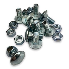 M8 Cup Square Carriage Bolt & Nut - Bright Zinc Plated Steel (M8 x 20 - Pack of 10)
