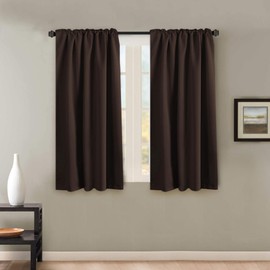 Blackout Curtains Thermal Insulated Window Treatment Panels Room Darkening Blackout Drapes for Living Room Back Tab/Rod Pocket Bedroom Draperies, 52 x 63 Inch, Chocolate Brown, 2 Panels