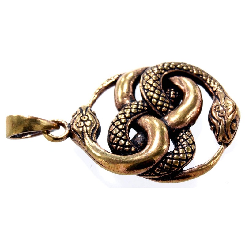 Kiss of Leather Snake Pendant Bronze No.135, Bronze, No Gemstone