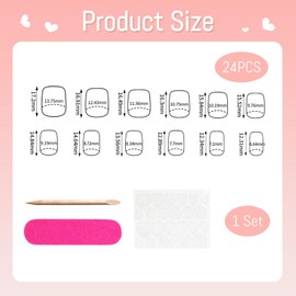 Yamobi 24 pieces blush nails for sticking on, short, press on nails for women, artificial fingernails, artificial nails for sticking on, shiny, for sticking on the nails