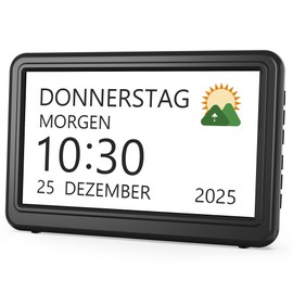 Digital Calendar, Electronic Day Date Alarm Clock, Digital Clock with 20 Custom Reminders, 20 Alarm Clocks, 12 Themes, 10 Level Dimmer, 7 Inches, Dementia Clock for Seniors