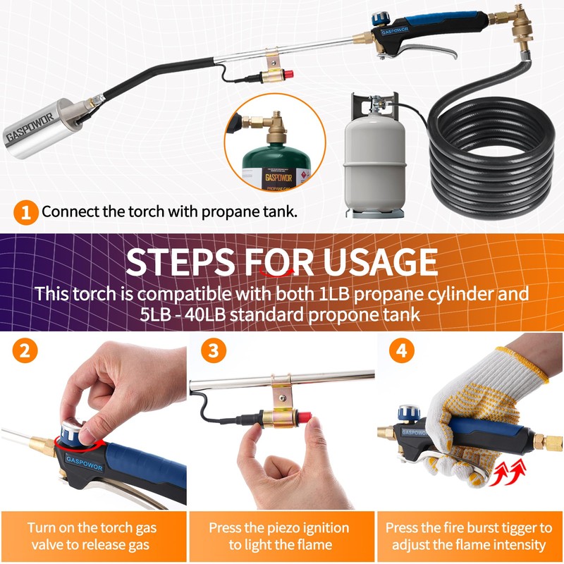 Heavy Duty Weed Torch,Propane Torch Weed Burner with 8.8 FT