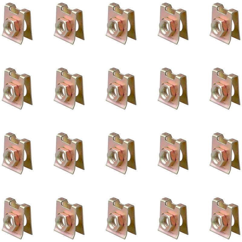 20 PCS Clip-On Nuts,U Shapes Nut Clamps Metal Clips Screw