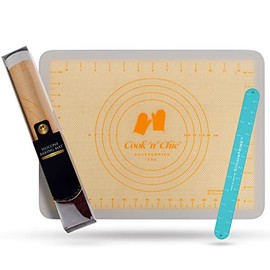 Silicone Baking Mat Thick & Non-Stick Surface - Oven Microwave Dishwasher Freezer Safe - Reusable Sheet for Making Cookies, Baked Goods - Small Rolling Pad for Dough - 15.75"x11.81" by Cook’n’Chic