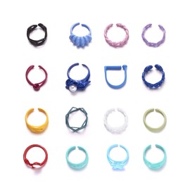RINHOO FRIENDSHIP 6-16Pcs Colorful Chunky Rings Set for Women Trendy Finger Stackable Y2K Style Ring (16Pcs Mixed 1)
