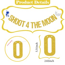 Glitter Shoot 4 the Moon Banner Outerspace Theme 4th Birthday Party Decoration 4th birthday decorations for boy Happy 4th Birthday Party Decoration Supplies Holographic