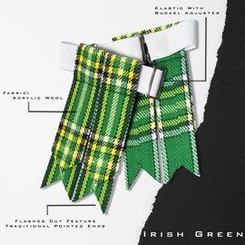 UMAM Kilt Flashes for Men with Heavy Buckle Adjusters, Plain & Tartan Kilt Sock Flashes., Irish Green 007flbu, One size fits all