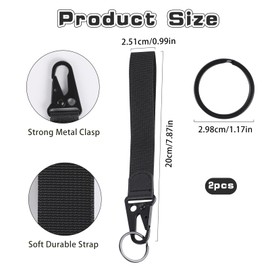 Sliverdew Wrist Lanyard for Keys, 2 Pack Black Wristlet Keychain Strap, Short Lanyard for Men and Women
