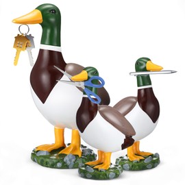 Anglechic 3 Pcs Magnetic Mallard Duck Key Holder Desk Duck Outfits Cute Home Decor Office Table Desk Decorations for Women Men Housewarming Gifts Animal Statues Funny Party Favor
