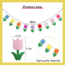 Felt Fabric Tulip Banner,Felt Tulip Flower Garland/Bunting,Girls Room Decor