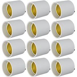 Sunlite GU24 Socket to Medium Base Adapter, Converts GU24 Fixtures to Use Medium Base (E26) Bulbs, Low Profile Design, Easy to Install, White Finish, 12-Pack