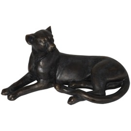 Deco 79 Polystone Leopard Decorative Sculpture Laying Home Decor Statue, Accent Figurine 29" x 14" x 13", Black
