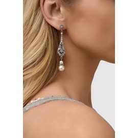 BABEYOND 1920s Vintage Rhinestone Earrings Flapper Accesories Gatsby Costume (Style 2 Silver)