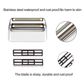 Silver Replacement blades Foil and Cutters Compatible with BaBylissPRO Barberology FXFS2 Shaver foil Replacement Heads(2 pack ）