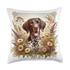 German Shorthaired Pointer Dog Summer Wildflowers Artwork Throw Pillow