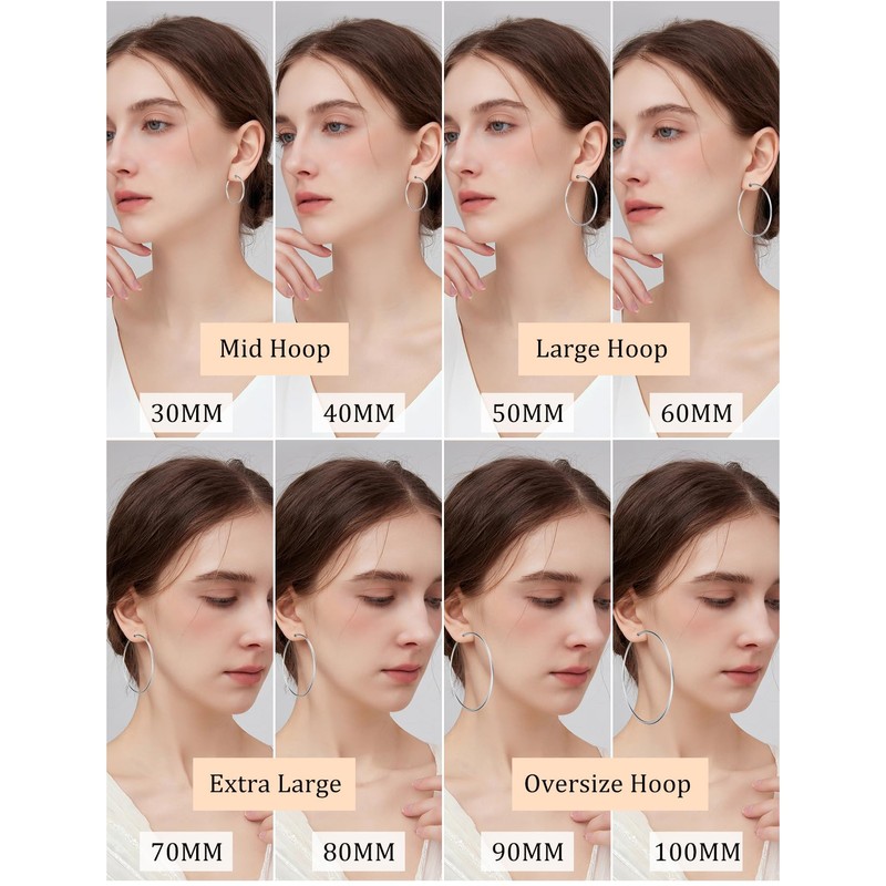 Inscca Silver Earrings for Women Hoop Earrings Gold/Rose Gold/Black 2