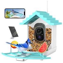 Bird Feeder with Camera,Ai Identify Bird Watching Camera,Smart Bird Feeder with Solar Powered,Auto Capture Birds Video in Backyard,Porch, Patio,Ideal Gifts for Bird Lovers