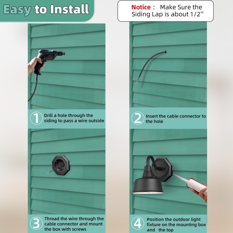 Vinyl Siding Light Mounting Block, Siding Mounting Block with Built-in