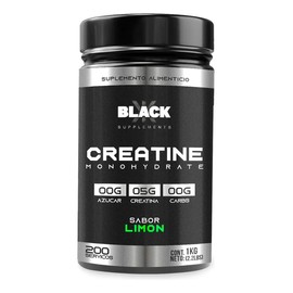 Black Supplements Creatina Monohidratada 1kg 200 Servs Limón