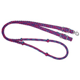Tough-1 Knotted Cord Roping Rein Purp/Rasp/Teal