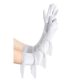 BABEYOND Long Opera Party Gloves - Vintage Satin Fringe Elbow Length Gloves 1920s Accessories for Women