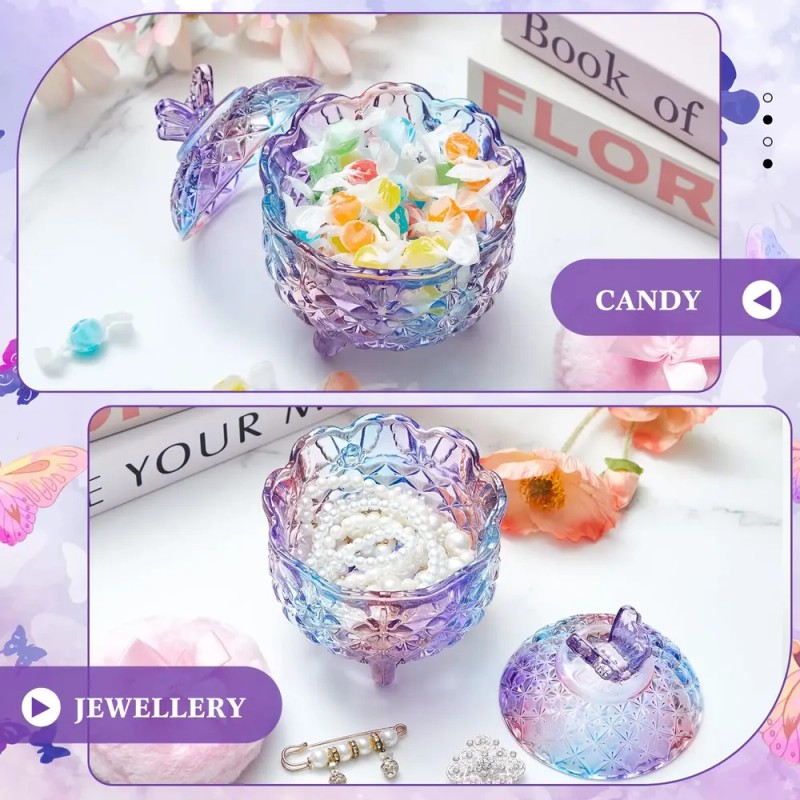 Set De Puff For Polvo Tioncy Con Contenedor Mariposa Morado