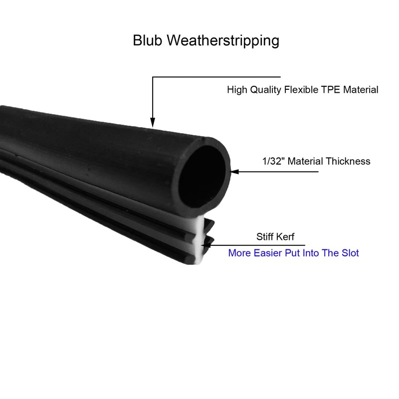 Bubble Kerf Mount Window Weatherstrip Seal 1/4" Bulb, Stiff Kerf