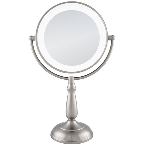 Zadro 10X/1X Dual Sided Next Generation Led Lighted Dimmable Touch Vanity Mirror, Satin Nickel