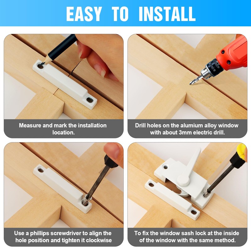 HIMOMO Window Sash Locks, 10 Pack Cam Action White Window