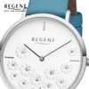 REGENT Ladies Watch 36 mm with Flower Design Dial Silver/Turquoise