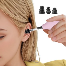Ear Pressure Relief Suction Device, Ear Pressure Tool, Airplane Ear Pressure Relief Through Inner Ear Pressure Balance, with 3 Sizes of Earplugs, Pink