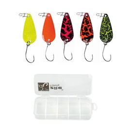 Zite Fishing Trout Blinker Set Neon - 5 Pieces 3 cm 3 g - Catchy Ultra Light UV Fishing Lure with Single Hook in Trout Spoon Bait Box