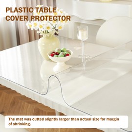 Royhom Clear Table Protector 42 x 96 Inch - 1.5mm Thick Plastic Table Cover, Clear Table Cover Protector Rectangle, Waterproof PVC Desk Mat for Coffee Table, Writing Desk, Dining Room, Dresser