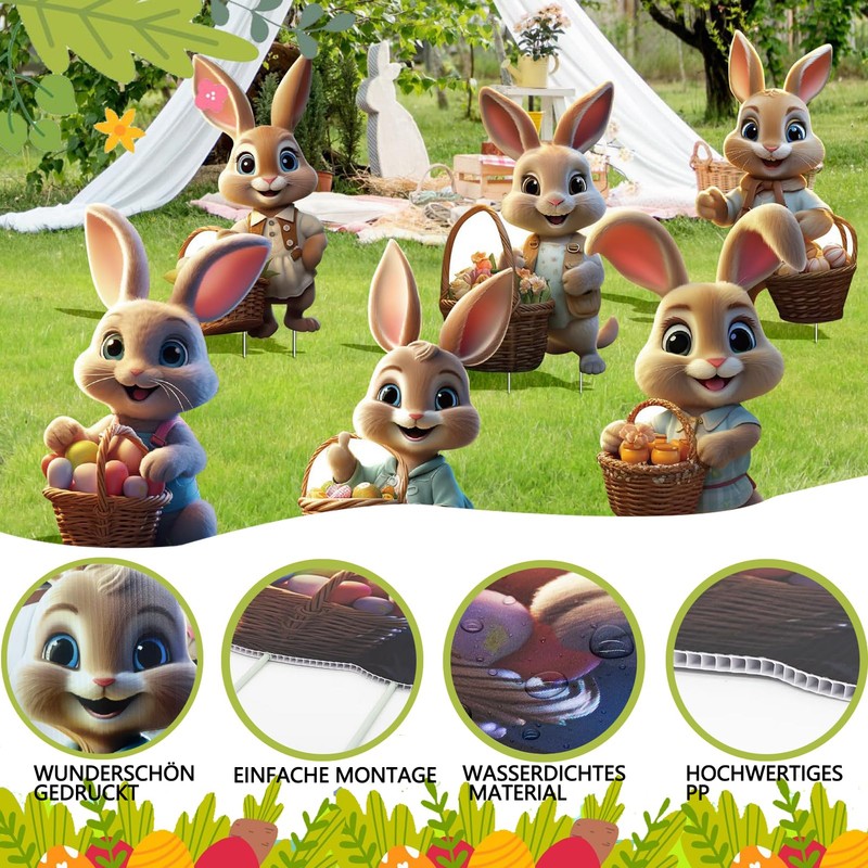 Giggleye Easter Bunny Garden Stake, 2D Easter Advertising Signs, Easter