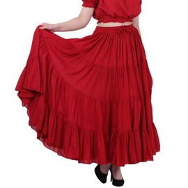 Wevez - Falda de algodón de color liso para mujer, Rojo -, 0X-3X