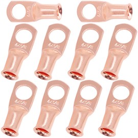 Swpeet - 10 terminales de anillo de 4 AWG - 3/8 pulgadas (M10) con certificación UL, terminales de cable de batería de cobre, terminales de cable de batería, ojales de cobre desnudo, extremos de cable de batería para mayor temperatura